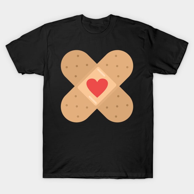 Heart Love Plaster - hearts loving nurse Band-Aid T-Shirt by Shirtbubble